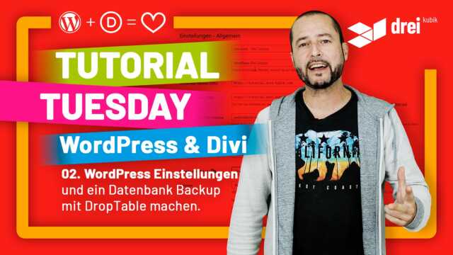 WordPress & Divi Tutorial 2022 (deutsch) – Teil 2: WordPress Einstellungen & Datenbank Backup mit DropTable