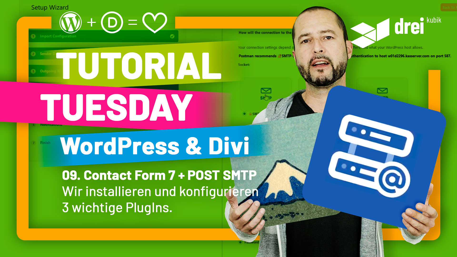 WordPress & Divi Tutorial 2022 Deutsch, 09: ReGenerate Thumbnails, Contact Form 7, Postman SMTP Installation & Konfiguration