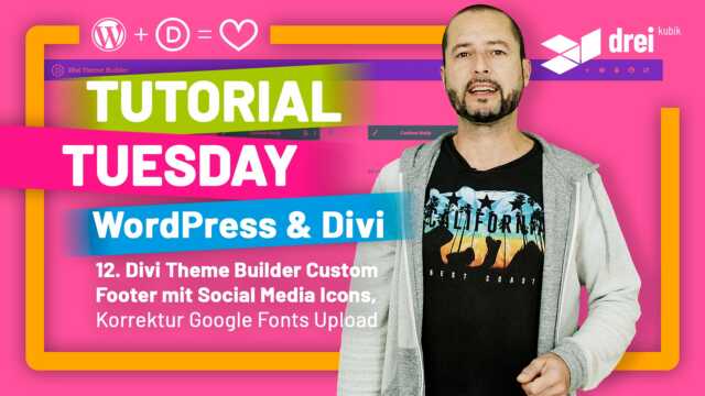 WordPress & Divi Tutorial 2022 Deutsch, 12: Divi Theme Builder Custom Footer mit Social Media Icons erstellen