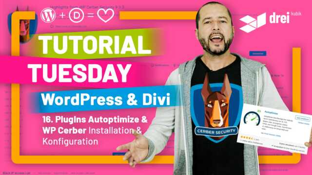 WordPress & Divi Tutorial 2022 Deutsch, 16: PlugIns Autoptimize & WP Cerber Security Installation & Konfiguration