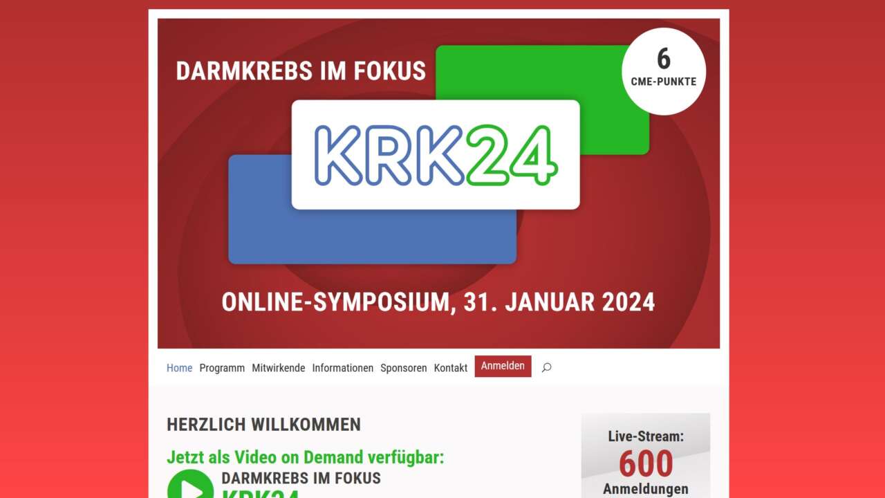 Website für die Jörg Eickeler Fortbildungsveranstaltung “KRK Online“ (April 2024)
